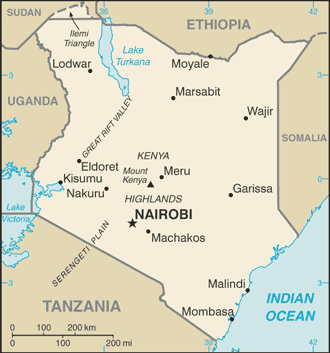 Map of Kenya from CIA World Factbook