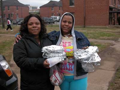 Volunteers delivering food