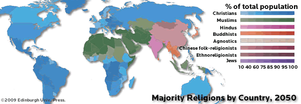 Majority Religions by Country 2050