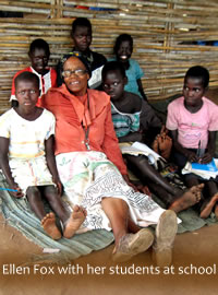 Ellen Fox with her students at school