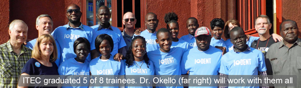 ITEC graduated 5 of 8 trainees. Dr. Okello (far right) will work with them all. 
