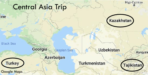 Central Asia Trip map